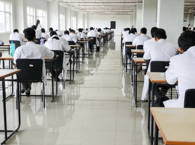 students giving exam