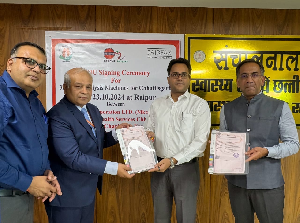 Chhattisgarh’s Health and Family Welfare Department and Indian Oil Corporation signed a Memorandum of Understanding (MoU) under the Pradhan Mantri National Dialysis Program