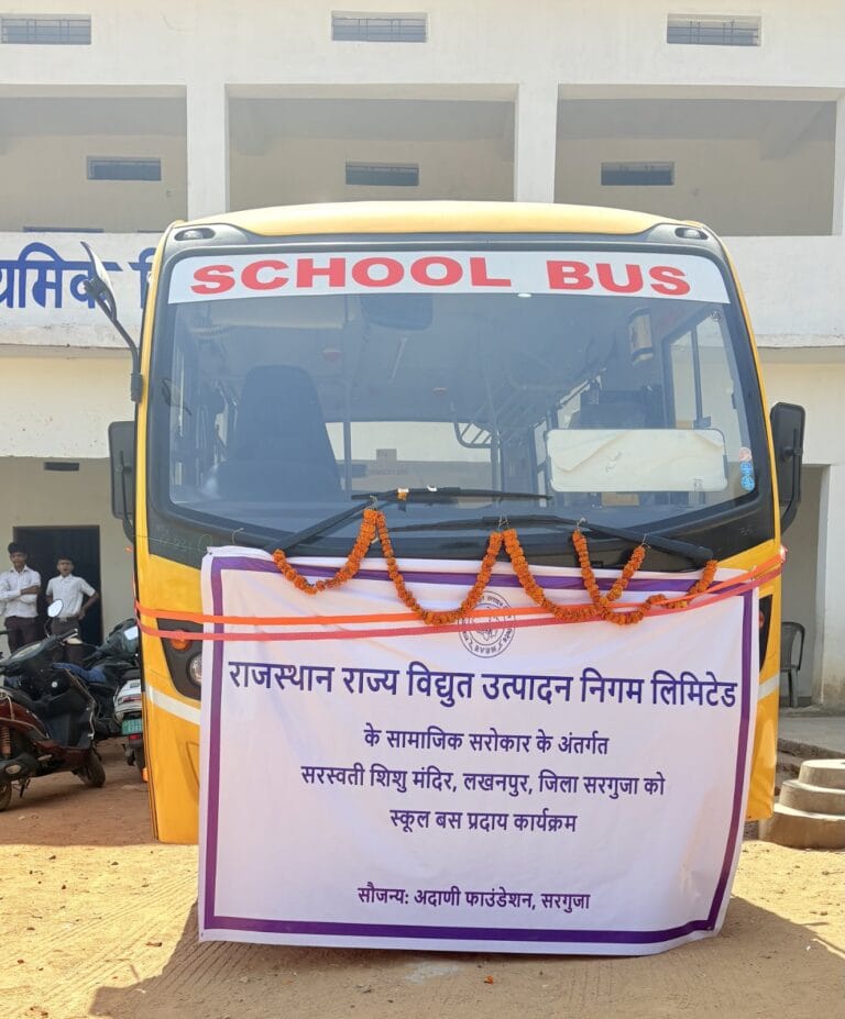 Saraswati Shishu Mandir, Lakhanpur, Receives New School Bus—Another Initiative by Adani Foundation to Boost Educational Improvement Efforts