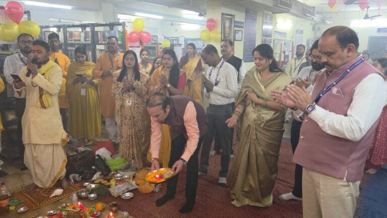 Saraswati Pooja Organized at MATS UniversityTeachers and Students from Various Departments Participated