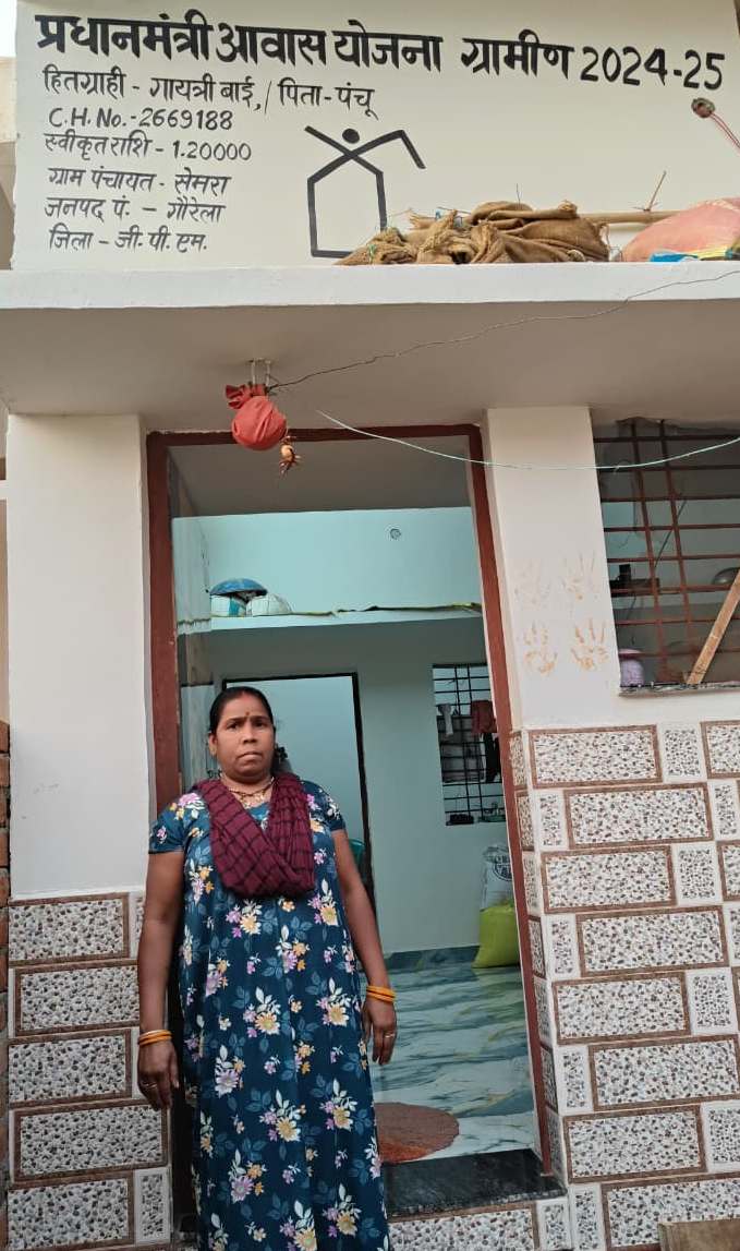 Sensitive initiative by the Sai government has changed lives: Gayatri Bai moved from a mud house to a permanent home.