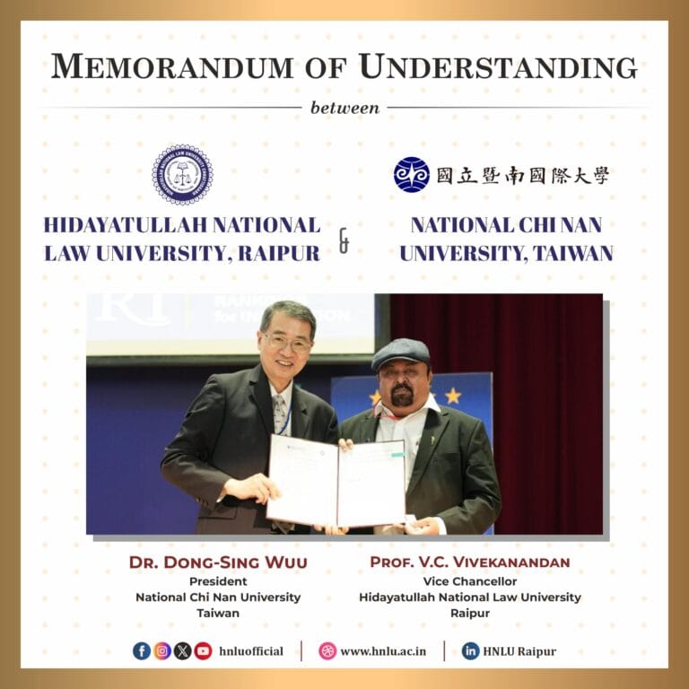 HNLU signs MoU with National Chi Nan University, Taiwan