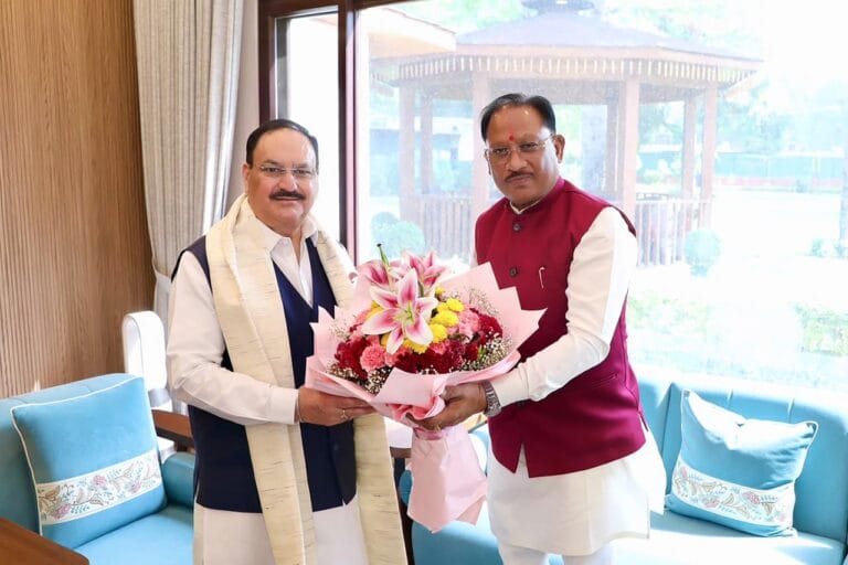 Union Health Minister JP Nadda met Chief Minister Vishnudev Sai and held a detailed discussion on health services and availability of fertilizers and seeds for farmers.