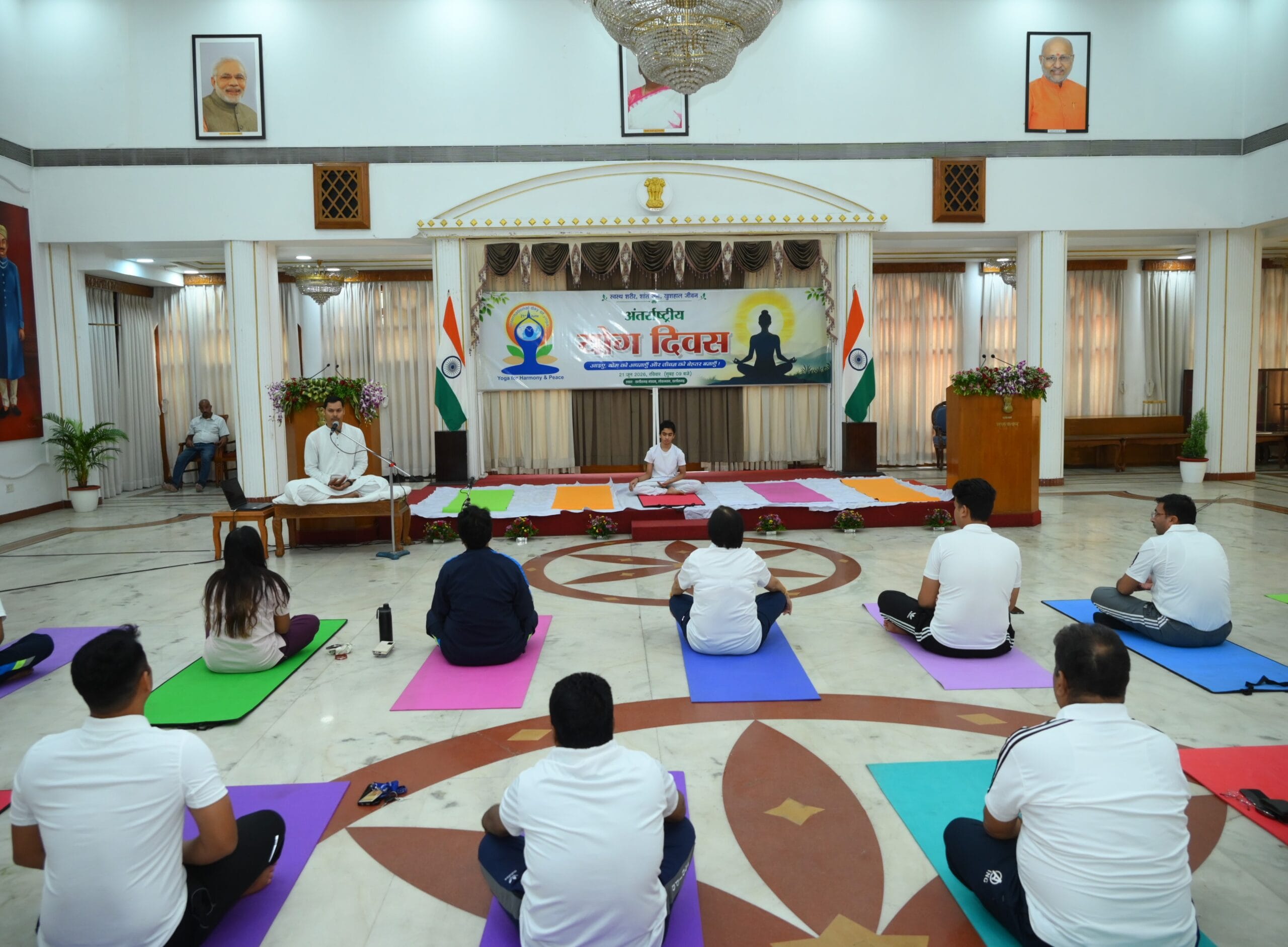 Yoga practice was done in Lok Bhavan on International Yoga Day.