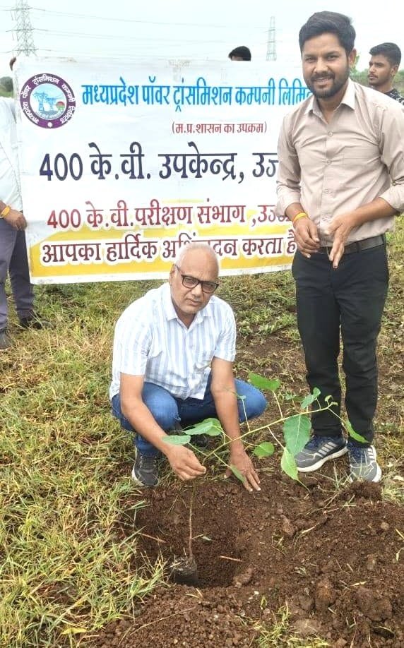 Mass sapling plantation at sub-station of MP Transco on World Nature Conservation Day
