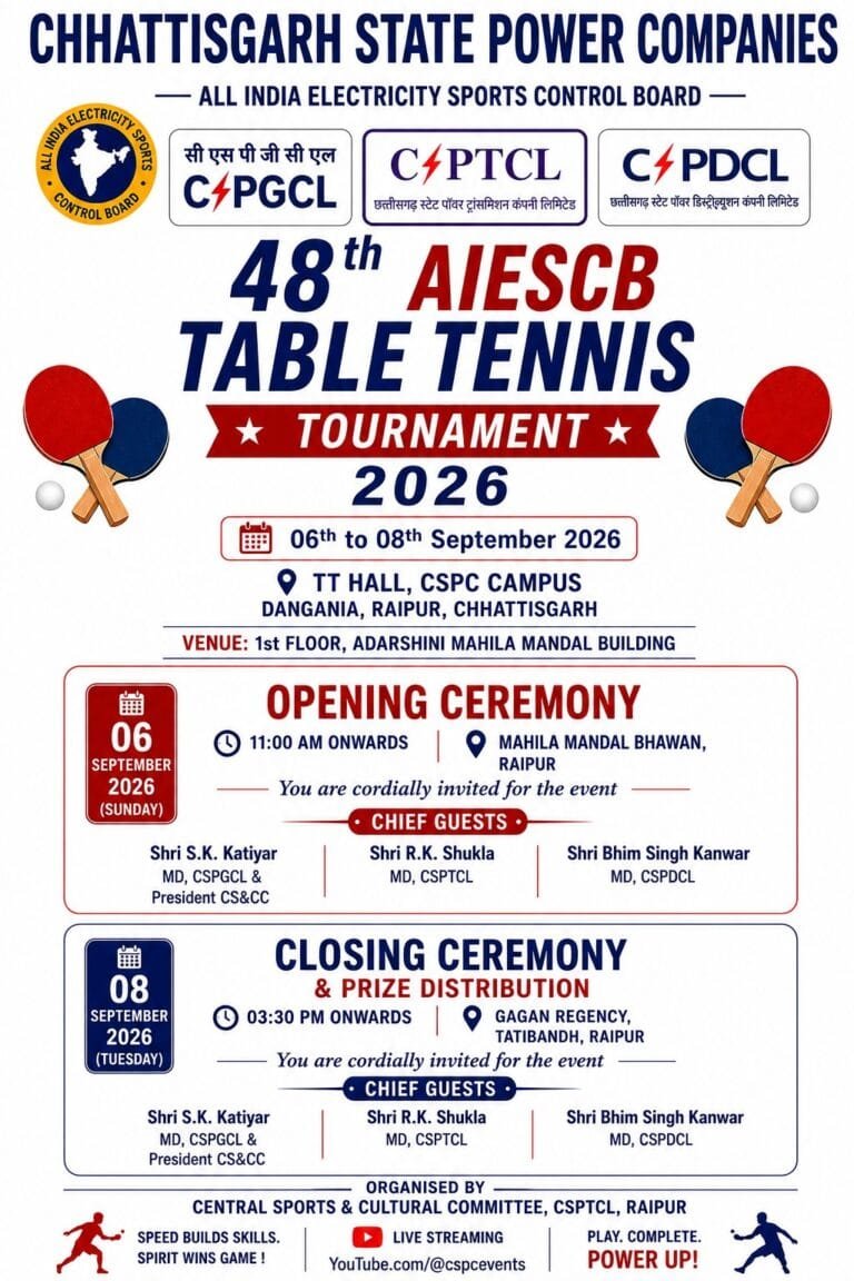 All-India Table Tennis Tournament for Power Utilities Kicks Off Today