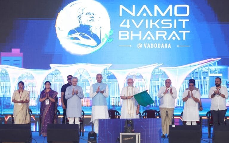 Prime Minister Shri Narendra Modi laid the foundation stone, inaugurated, and dedicated to the nation development projects worth over ₹35,000 crore in Vadodara, Gujarat.