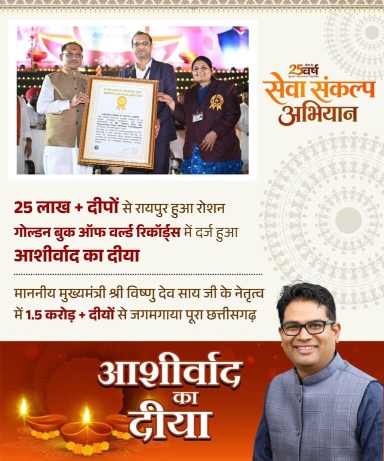 Over 2.5 million lamps lit in Raipur; Chhattisgarh illuminated by more than 15 million lamps across the state