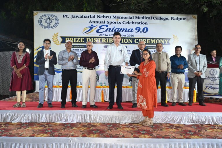 Prize distribution ceremony organised under the annual sports festival ‘Enigma 9.0’ at Pt. Jawaharlal Nehru Medical College.