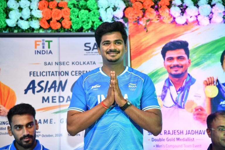 ‘Important to stay grounded,’ says Asian Games Gold medallist Sahil Rajesh Jadhav at SAI Kolkata felicitation ceremony